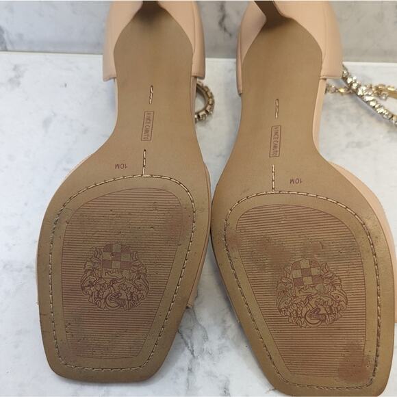 Vince Camuto Evansa nude open square toe jewelled ankle heels size 10 - Picture 11 of 12